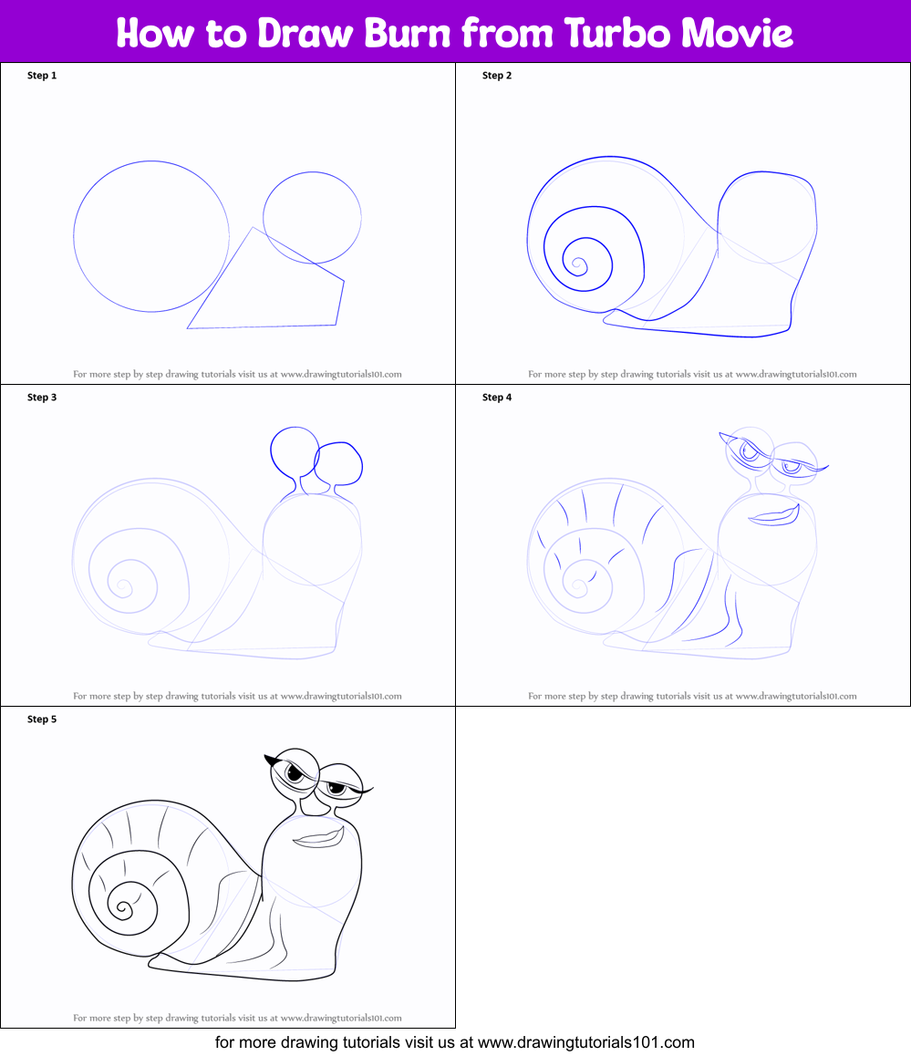 How to Draw Burn from Turbo Movie Printable Step by Step