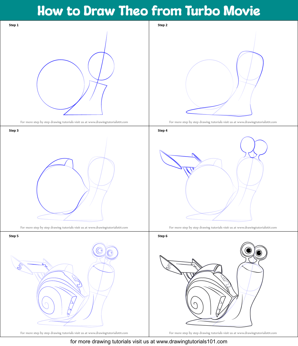 How to Draw Theo from Turbo Movie Printable Step by Step