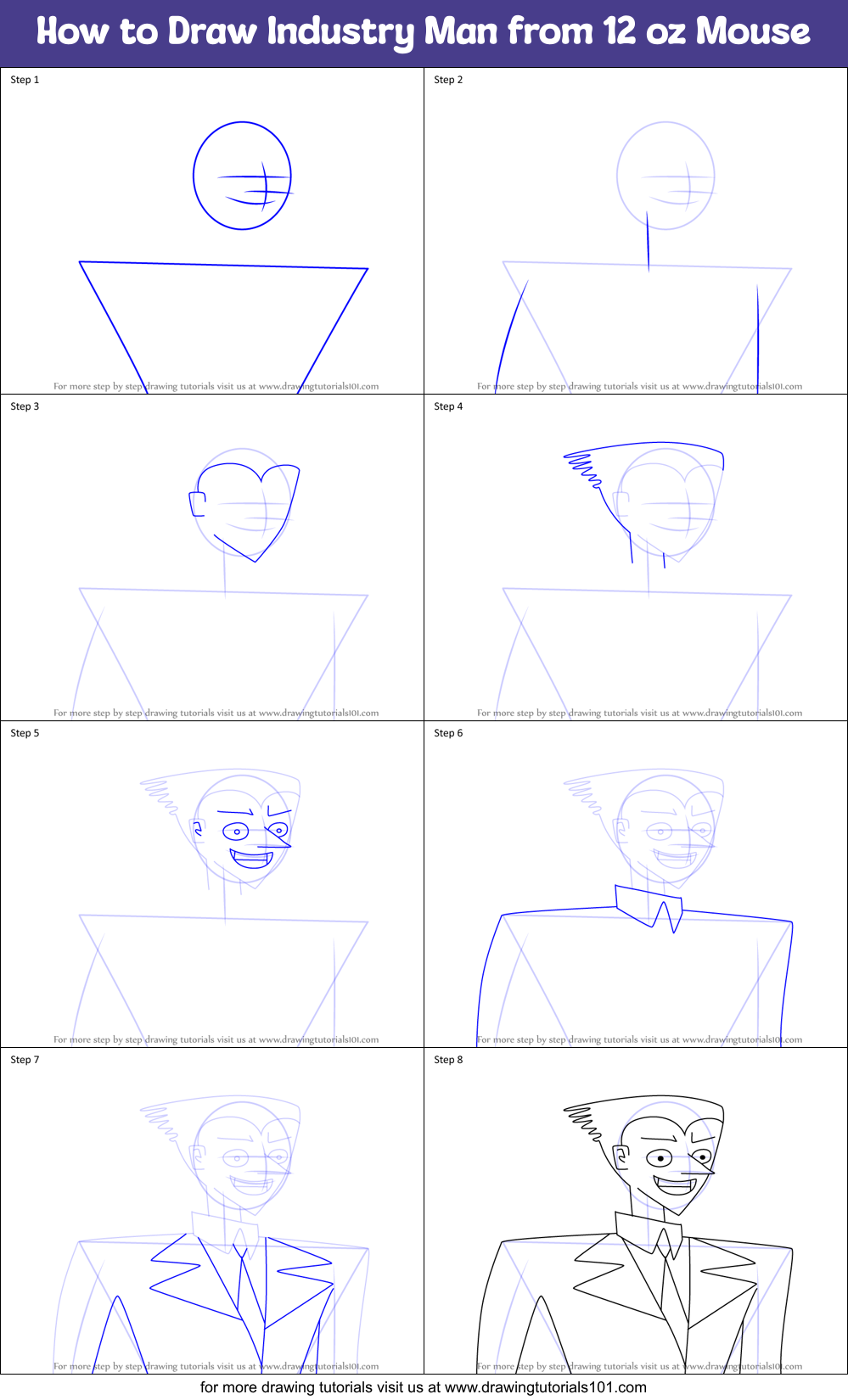How to Draw Industry Man from 12 oz Mouse Printable Step by Step