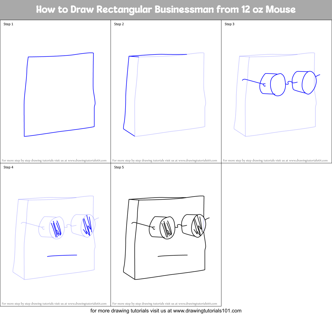 How to Draw Rectangular Businessman from 12 oz Mouse Printable Step by Step