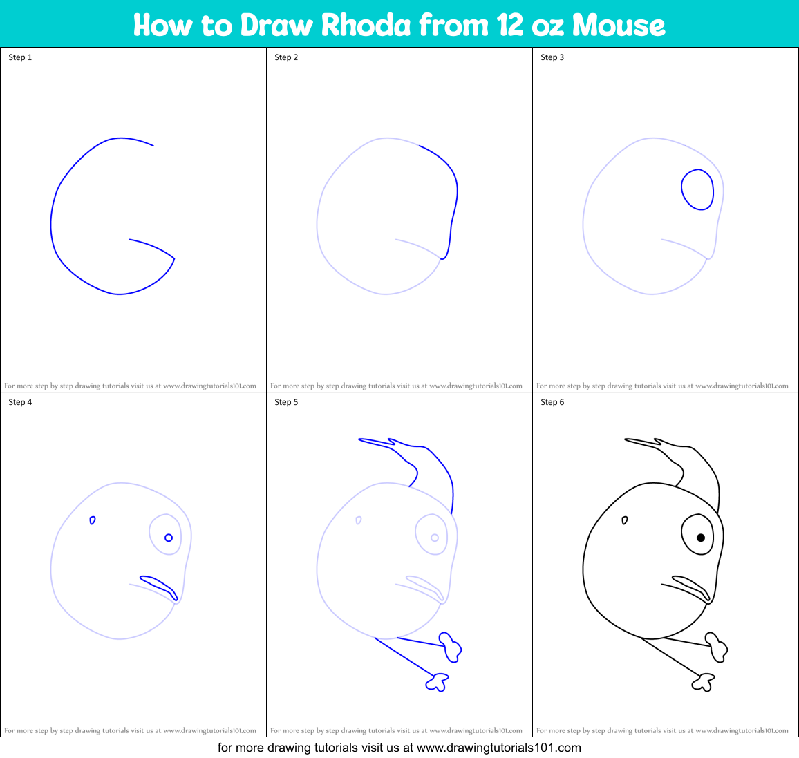 How to Draw Rhoda from 12 oz Mouse Printable Step by Step