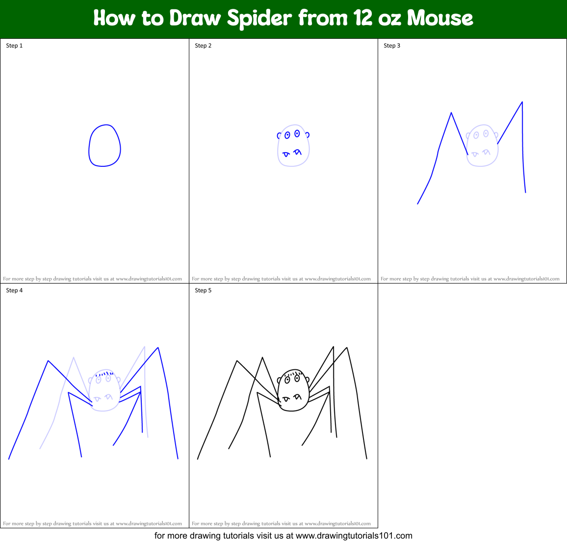 How to Draw Spider from 12 oz Mouse Printable Step by Step