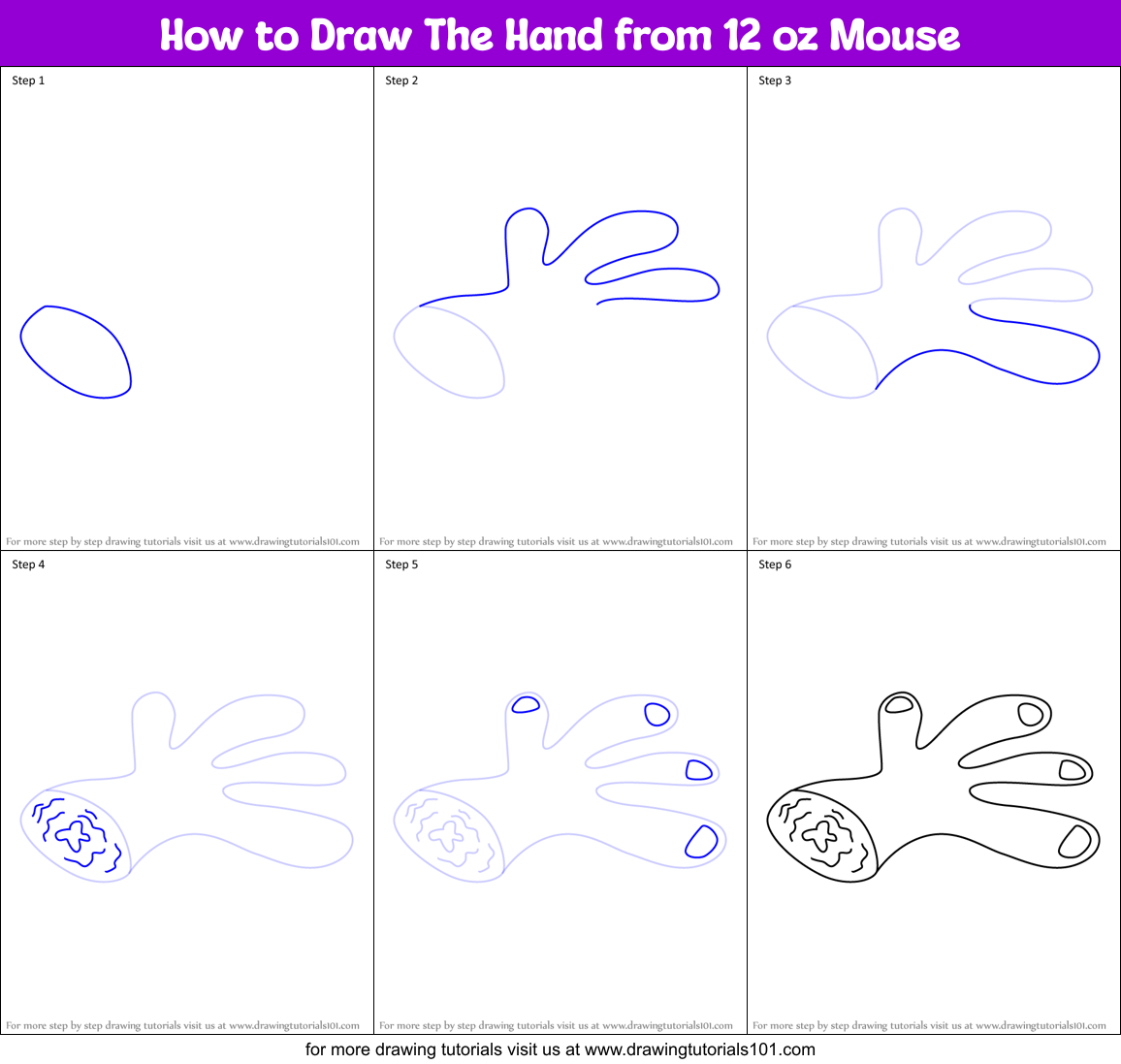 How to Draw The Hand from 12 oz Mouse Printable Step by Step