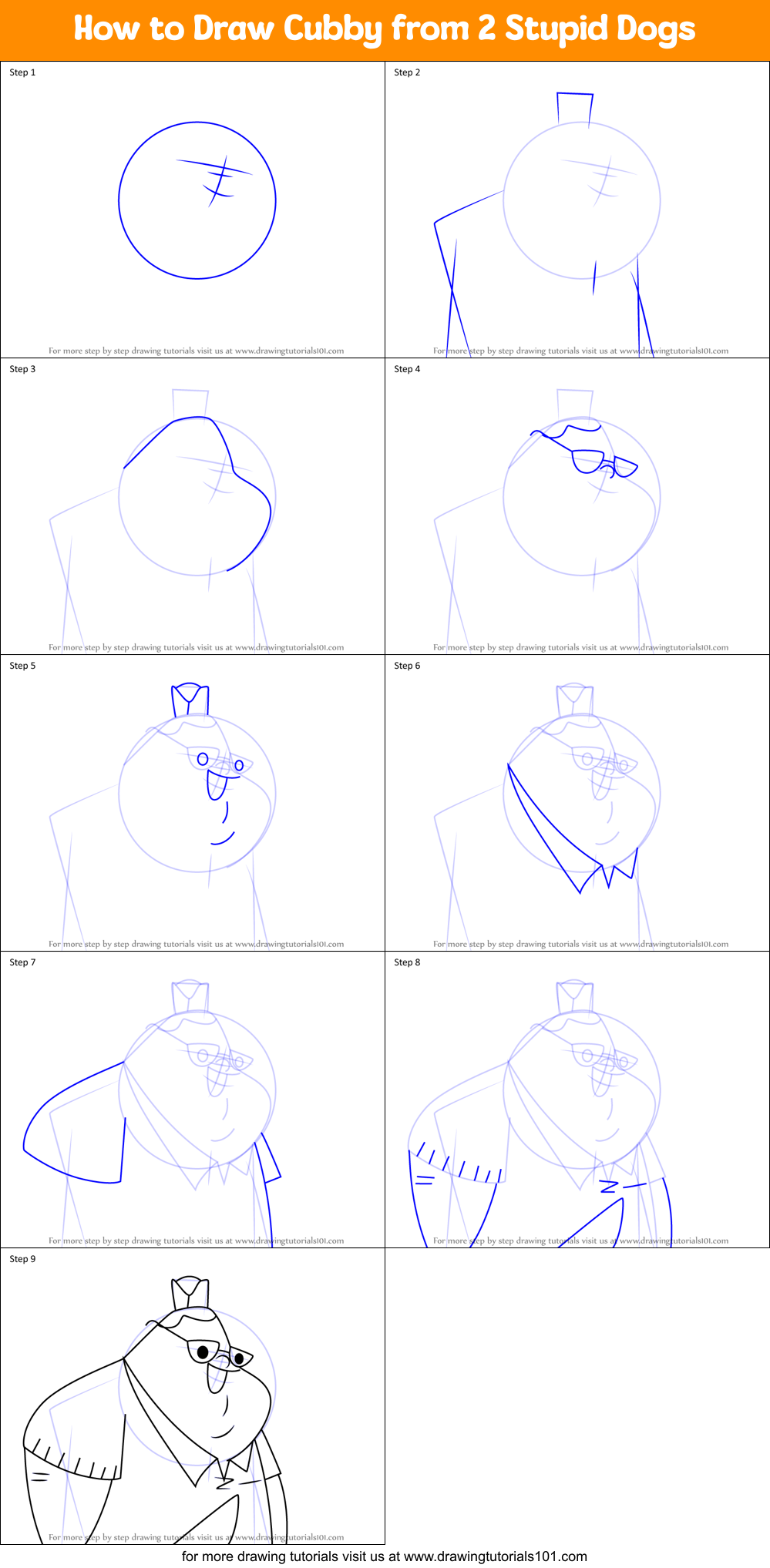 How to Draw Cubby from 2 Stupid Dogs Printable Step by Step