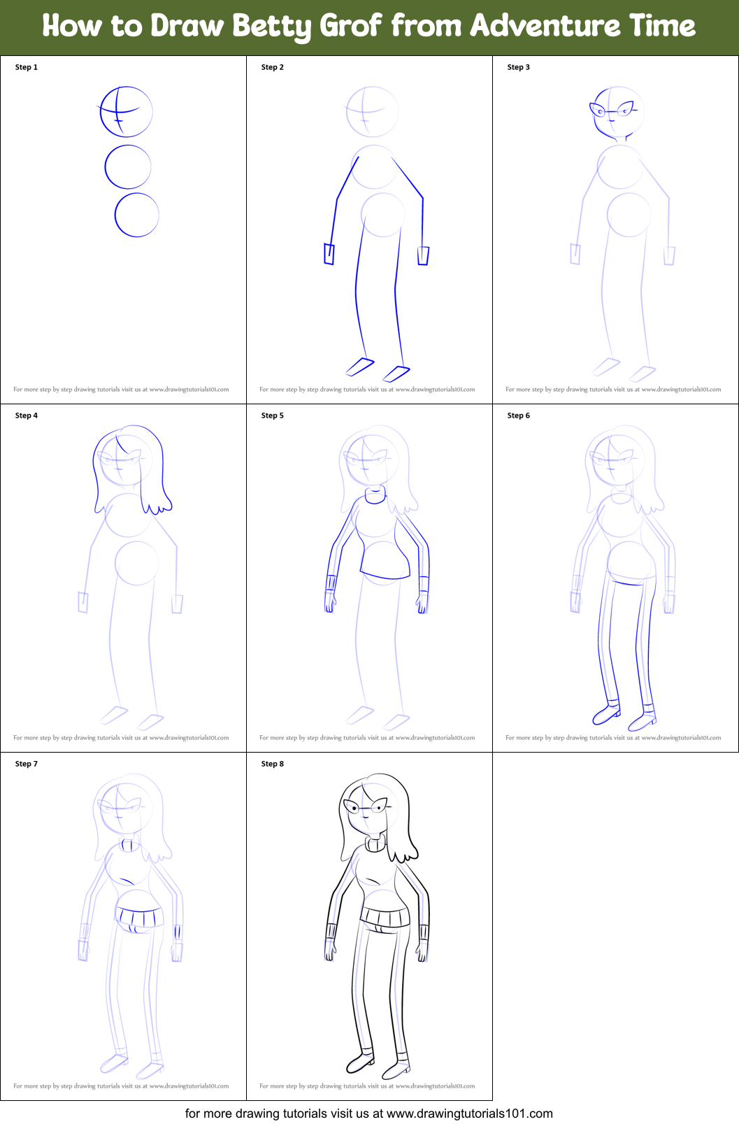 How to Draw Betty Grof from Adventure Time Printable Step by Step
