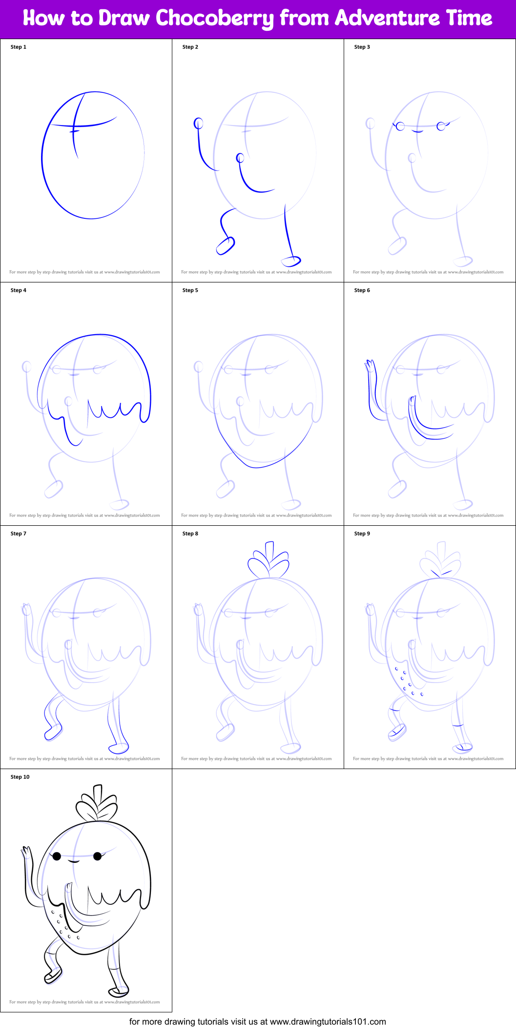 How to Draw Chocoberry from Adventure Time Printable Step by Step