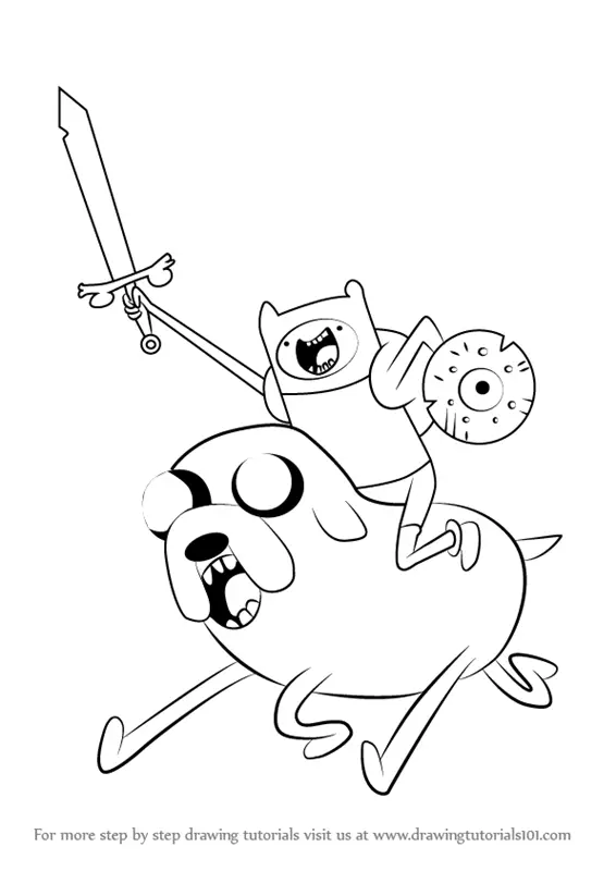 Learn How to Draw Finn Riding Jake from Adventure Time (Adventure Time