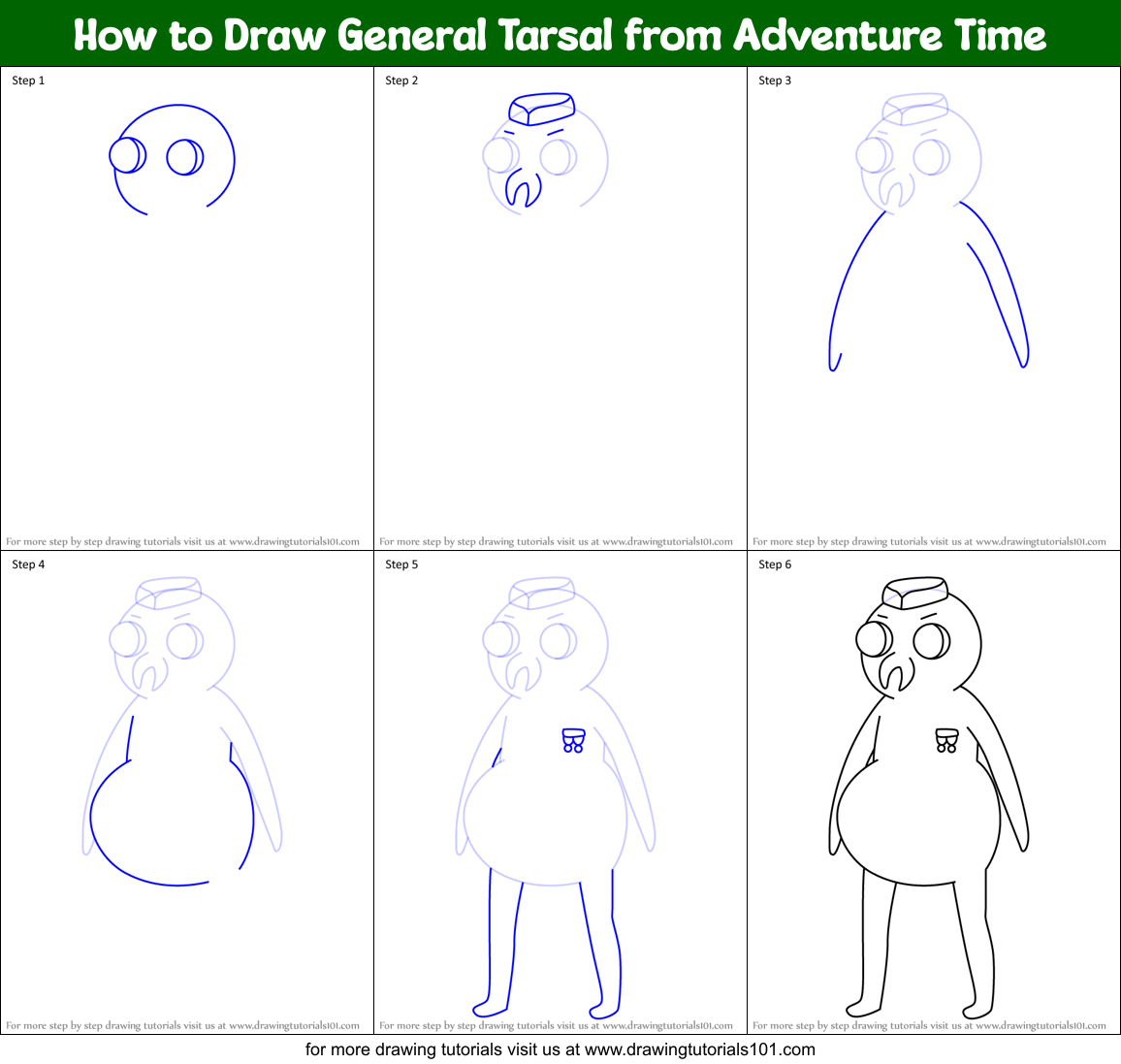 How to Draw General Tarsal from Adventure Time Printable Step by Step