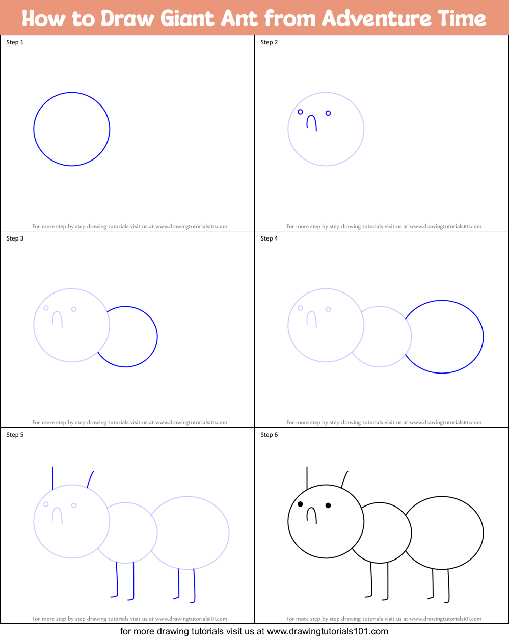 How to Draw Giant Ant from Adventure Time Printable Step by Step
