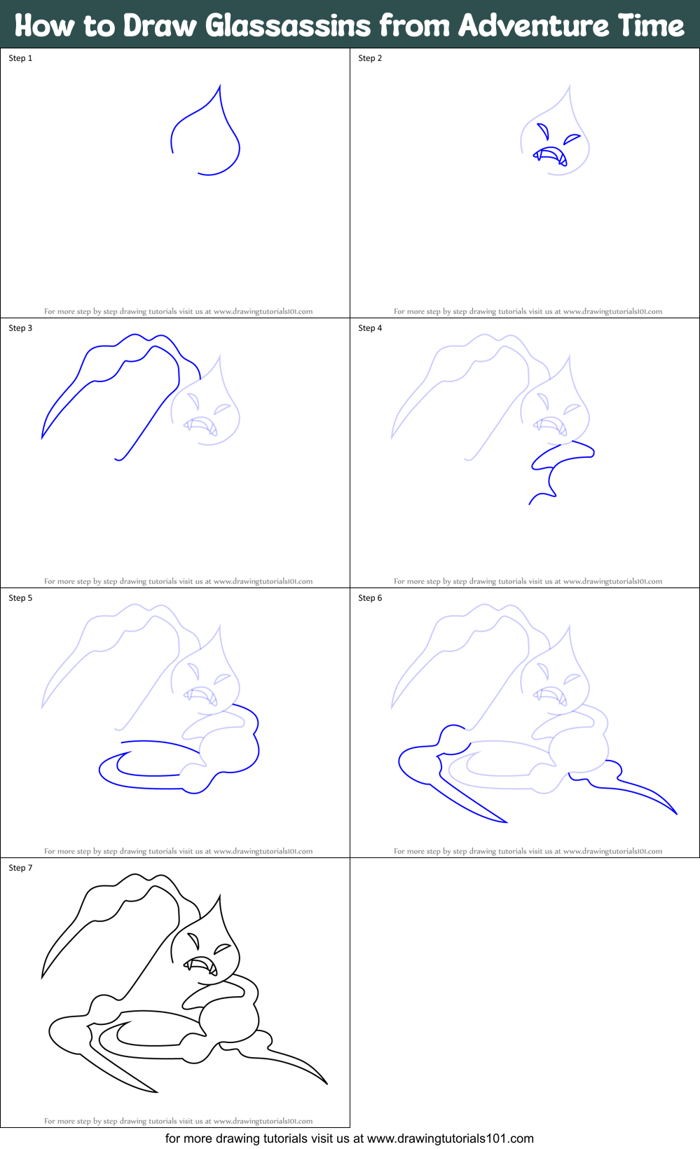 How to Draw Glassassins from Adventure Time Printable Step by Step