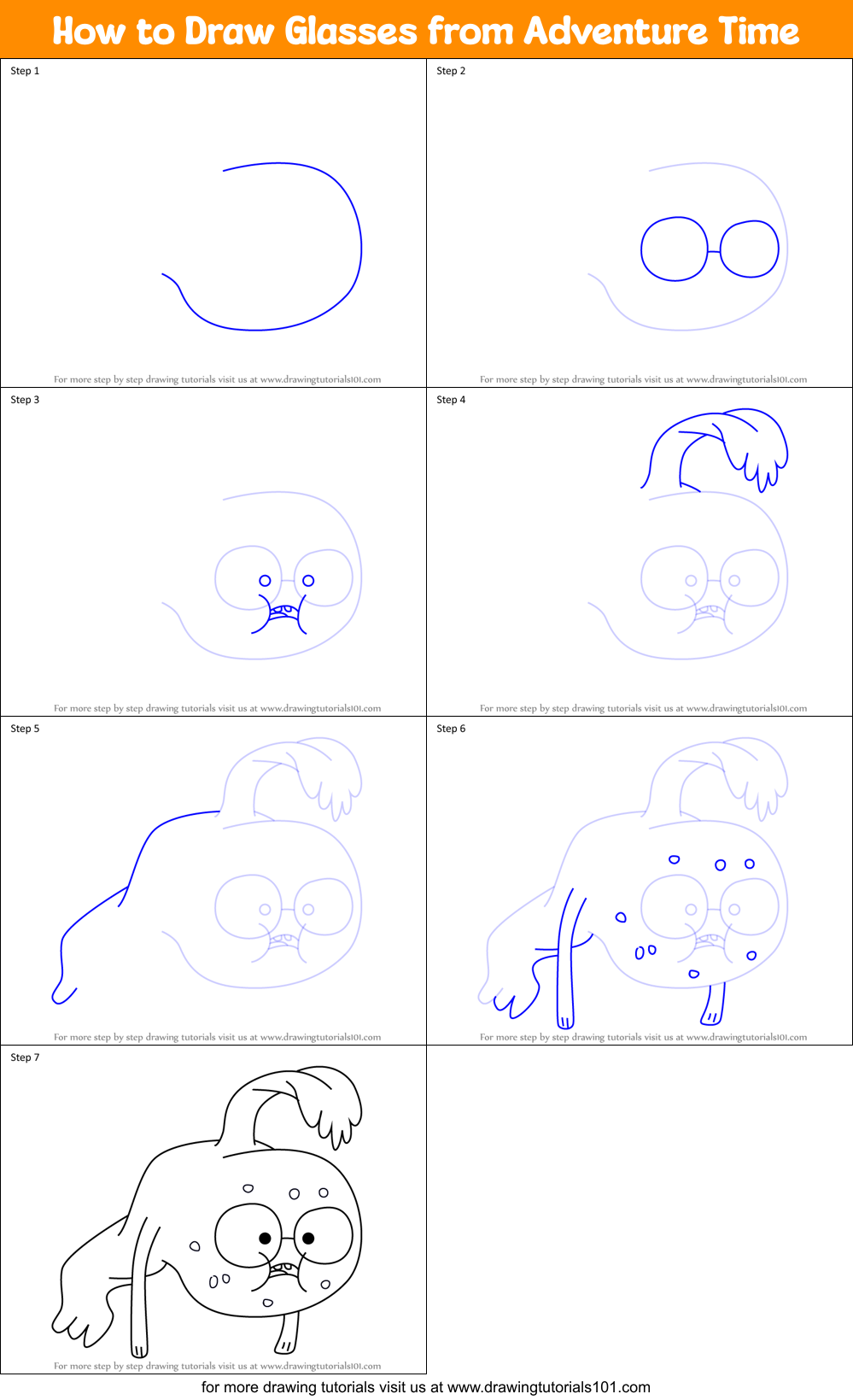 How to Draw Glasses from Adventure Time Printable Step by Step