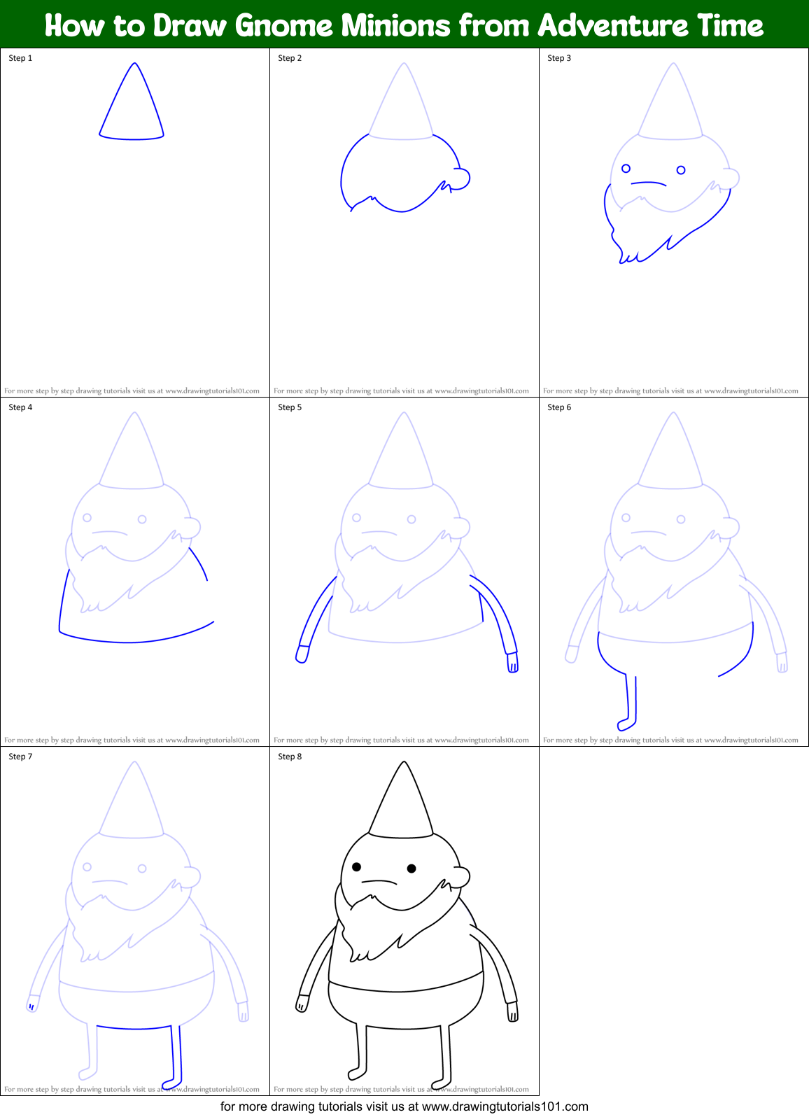 How to Draw Gnome Minions from Adventure Time Printable Step by Step