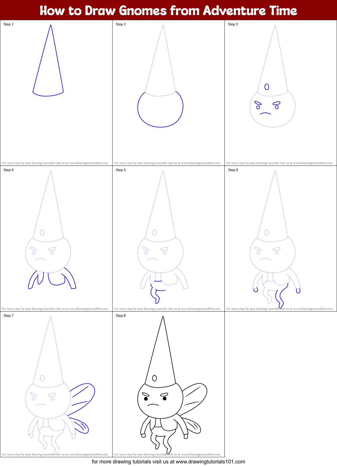 How to Draw Gnomes from Adventure Time Printable Step by Step