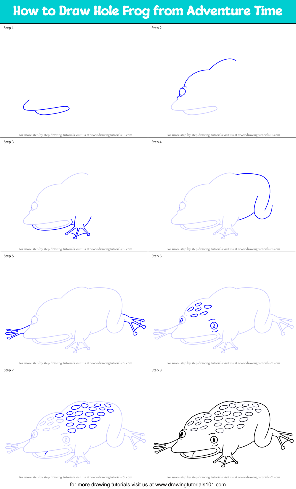How to Draw Hole Frog from Adventure Time Printable Step by Step
