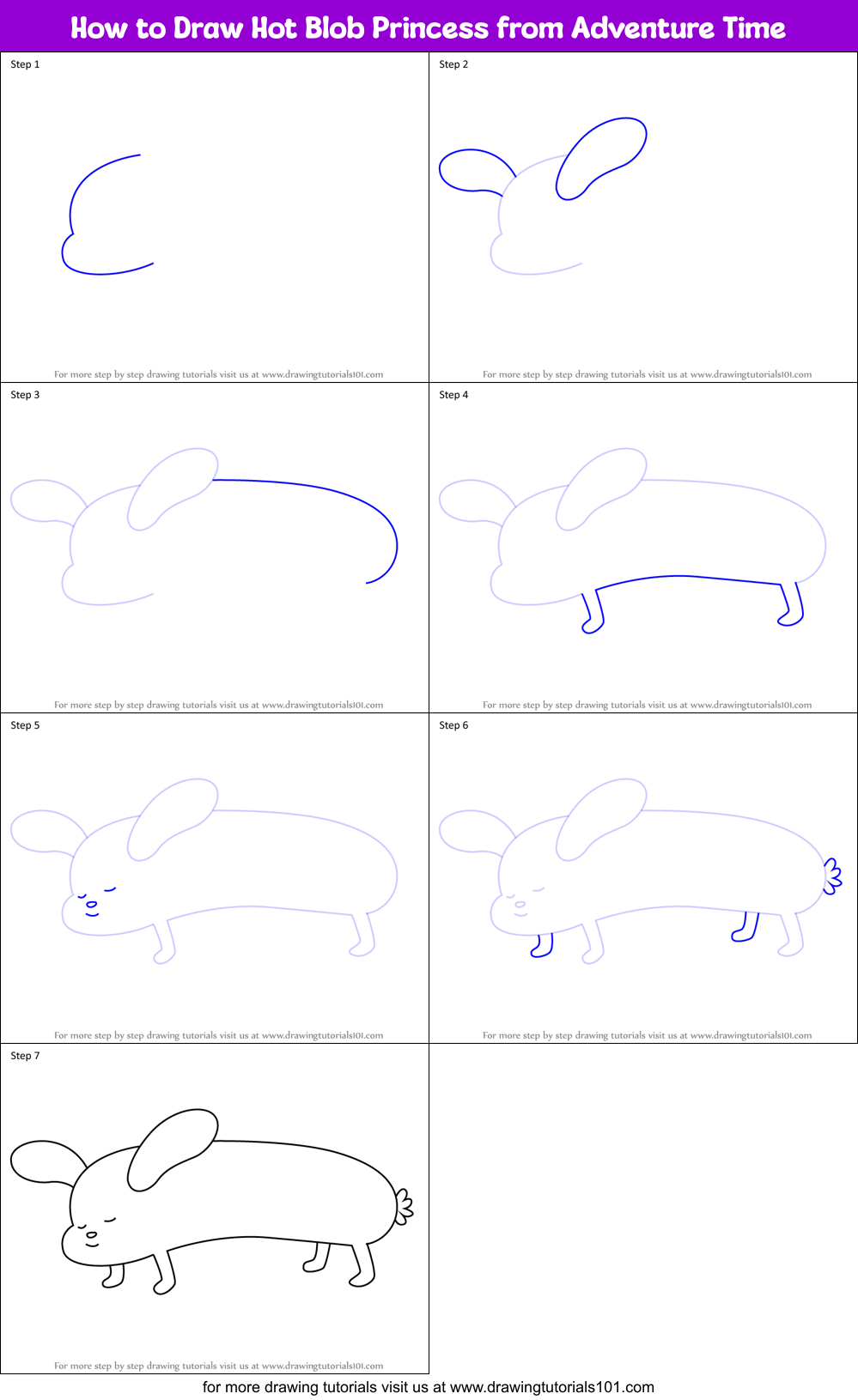How to Draw Hot Blob Princess from Adventure Time Printable Step by Step