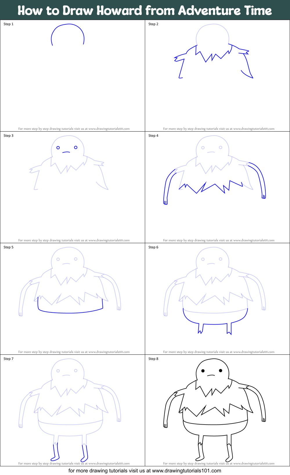 How to Draw Howard from Adventure Time Printable Step by Step
