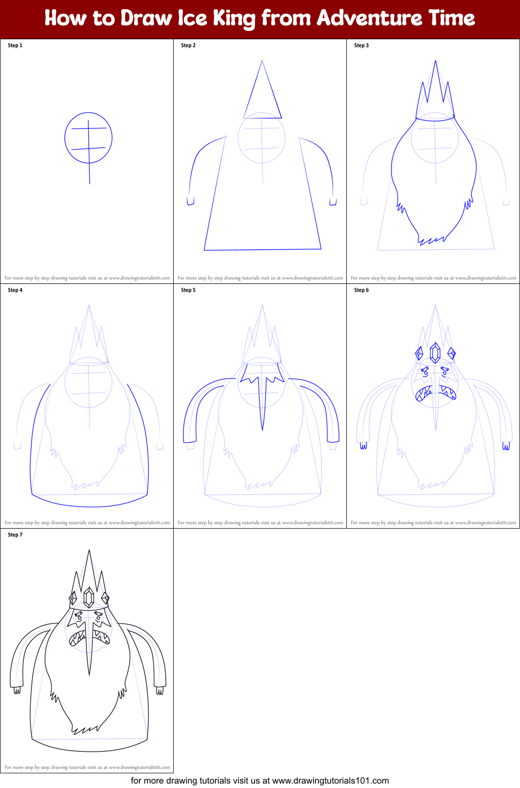 How to Draw Anime Ice King from Adventure Time, Step by Step, Cartoon  Network Characters, Cartoons, Draw Cartoon Characters, FREE…