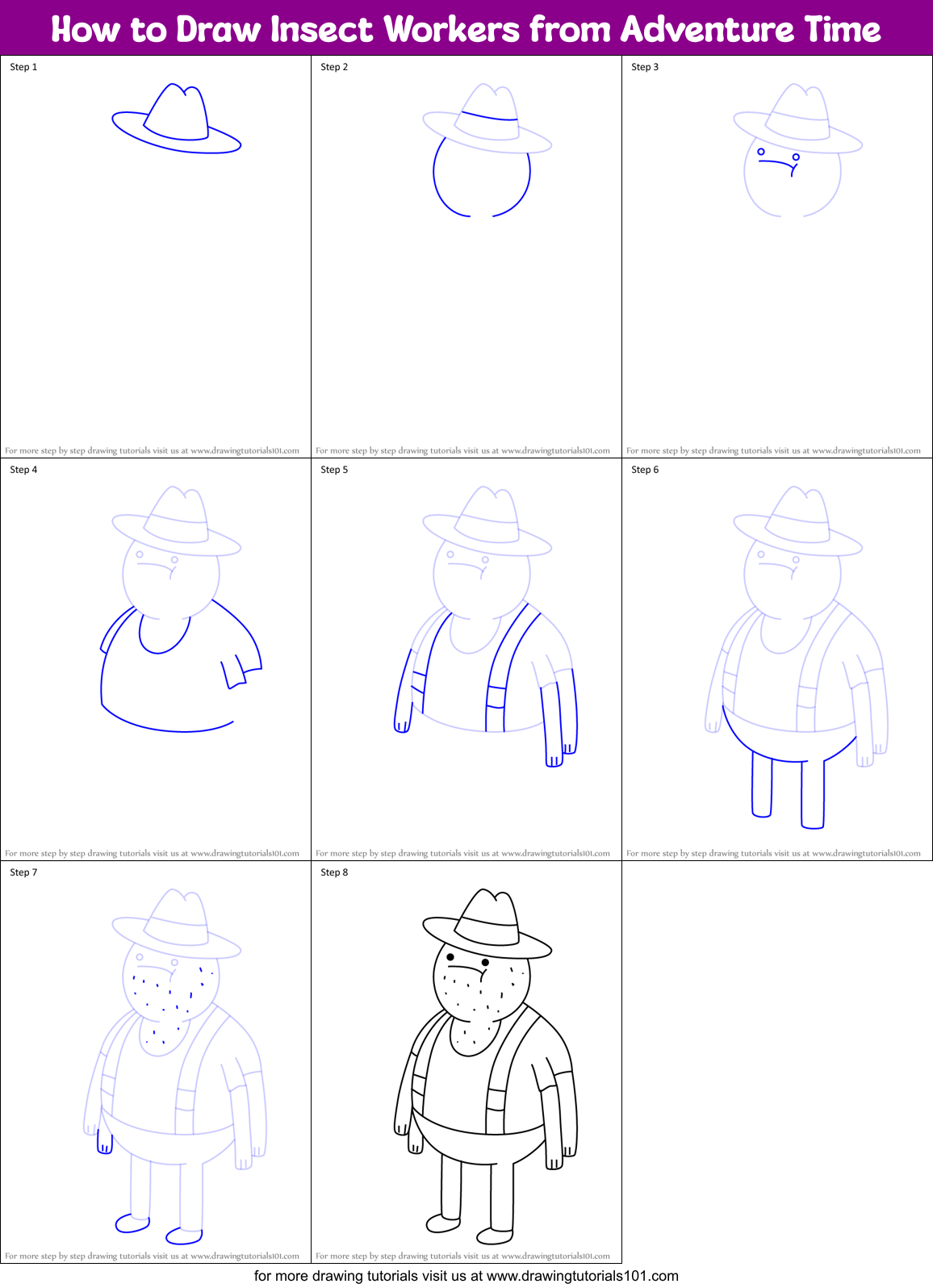 How to Draw Insect Workers from Adventure Time Printable Step by Step