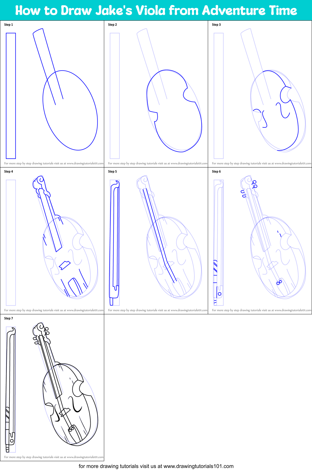 How to Draw Jake's Viola from Adventure Time Printable Step by Step