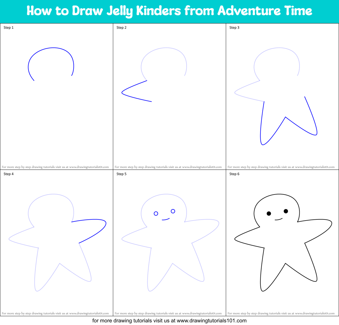 How to Draw Jelly Kinders from Adventure Time Printable Step by Step
