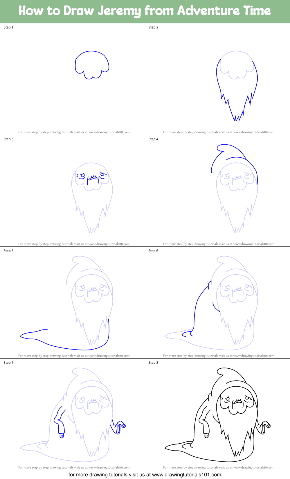 How to Draw Jeremy from Adventure Time Printable Step by Step