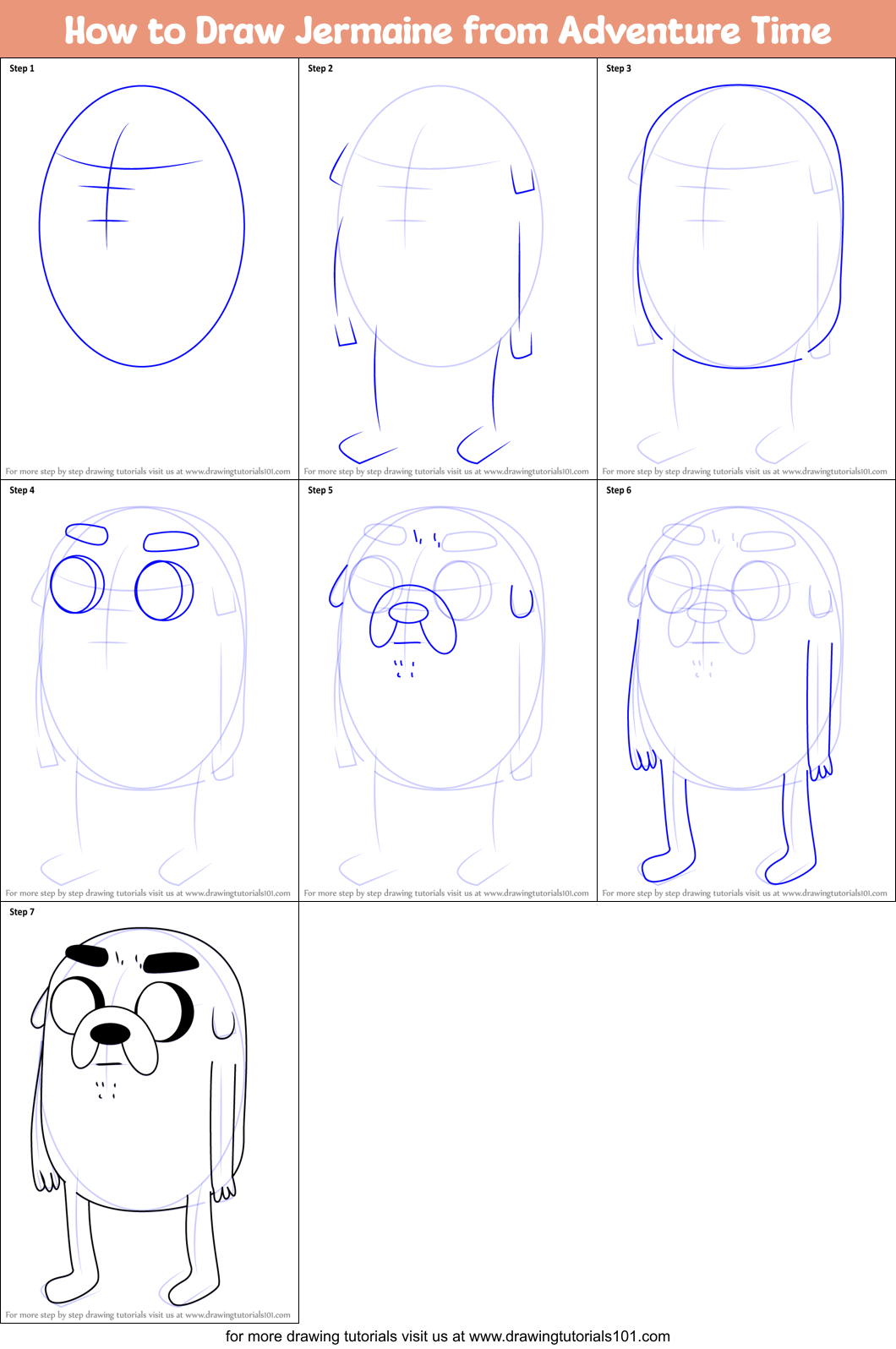 How to Draw Jermaine from Adventure Time Printable Step by Step