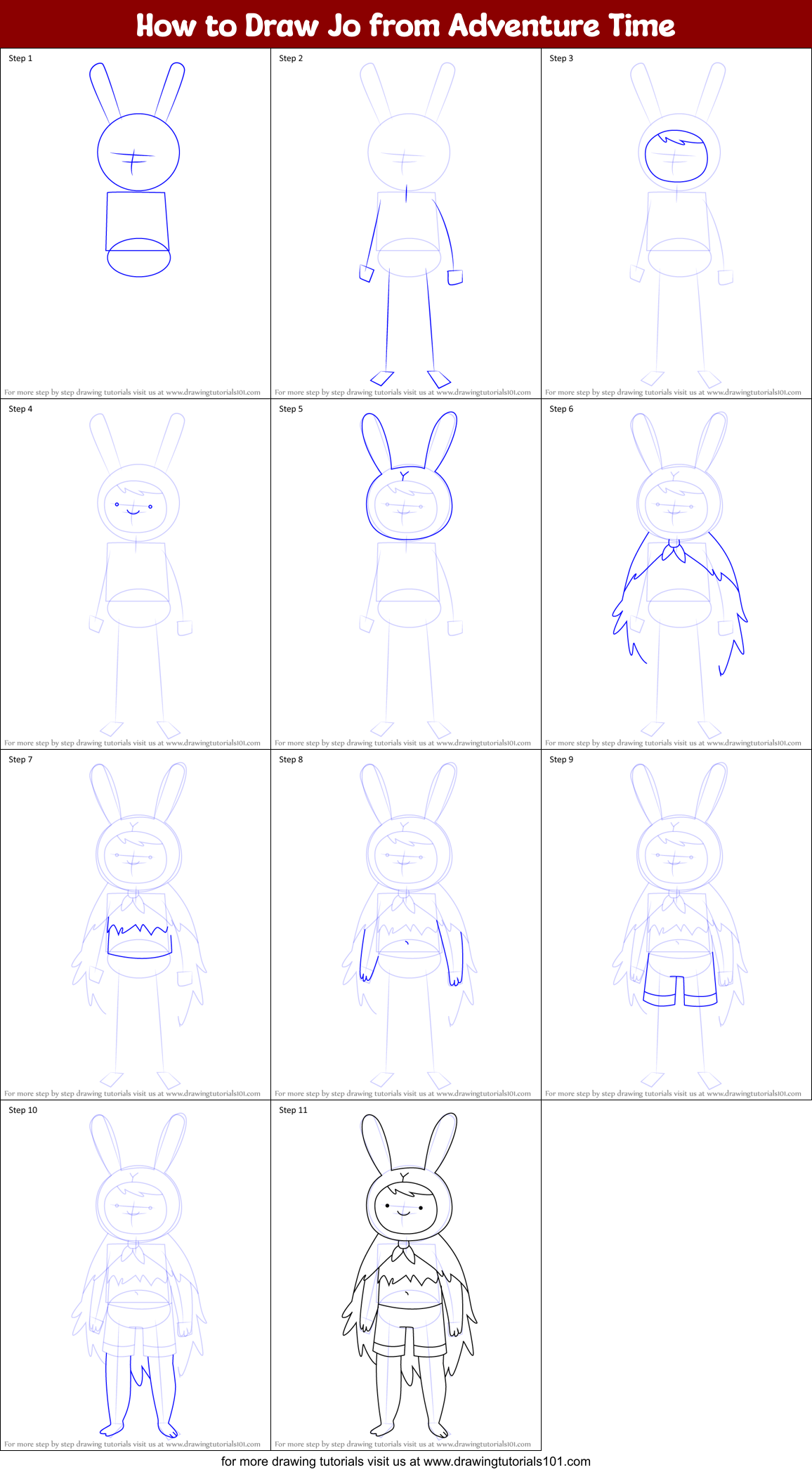 How to Draw Jo from Adventure Time Printable Step by Step