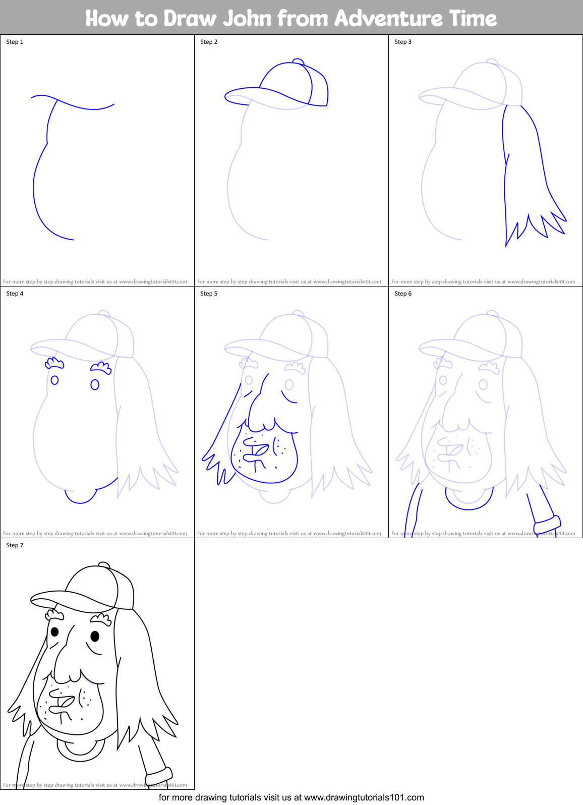 How to Draw John from Adventure Time Printable Step by Step