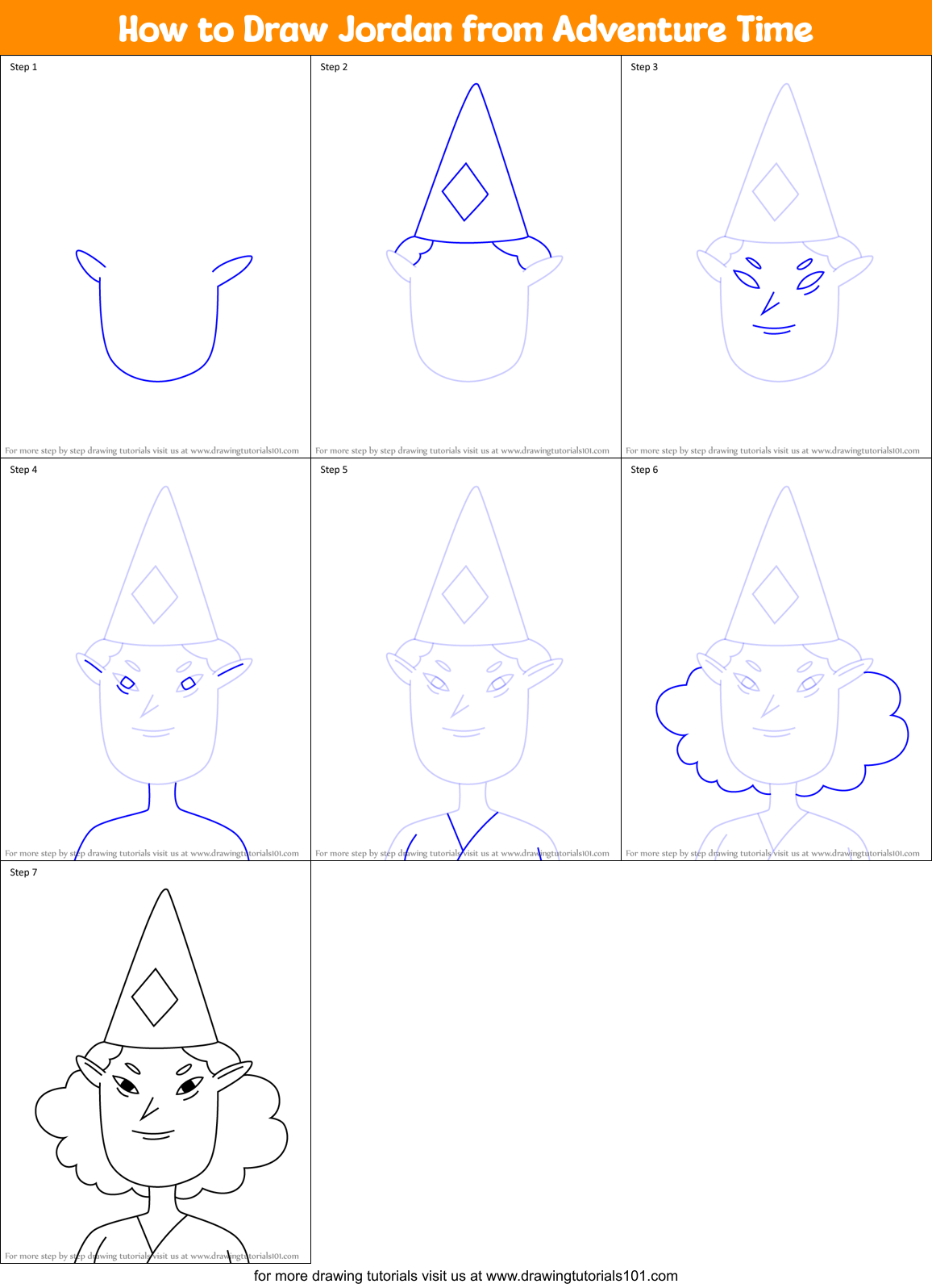 How to Draw Jordan from Adventure Time Printable Step by Step
