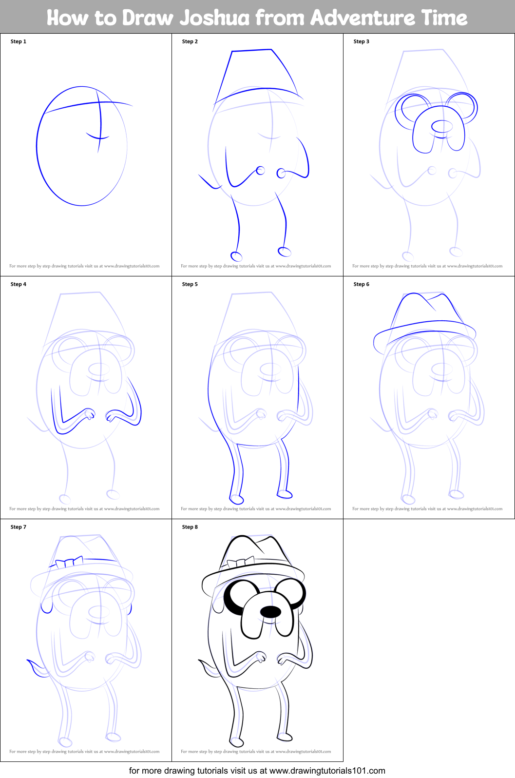 How to Draw Joshua from Adventure Time Printable Step by Step