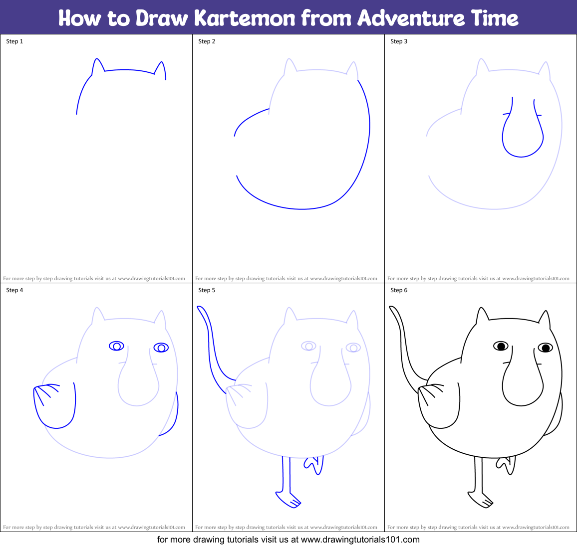 How to Draw Kartemon from Adventure Time Printable Step by Step