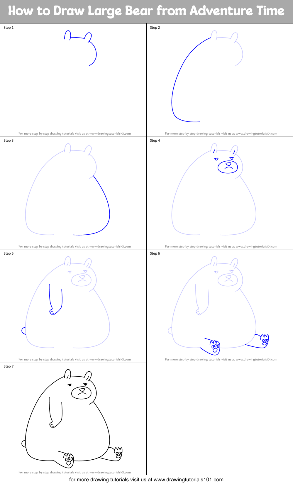 How to Draw Large Bear from Adventure Time Printable Step by Step