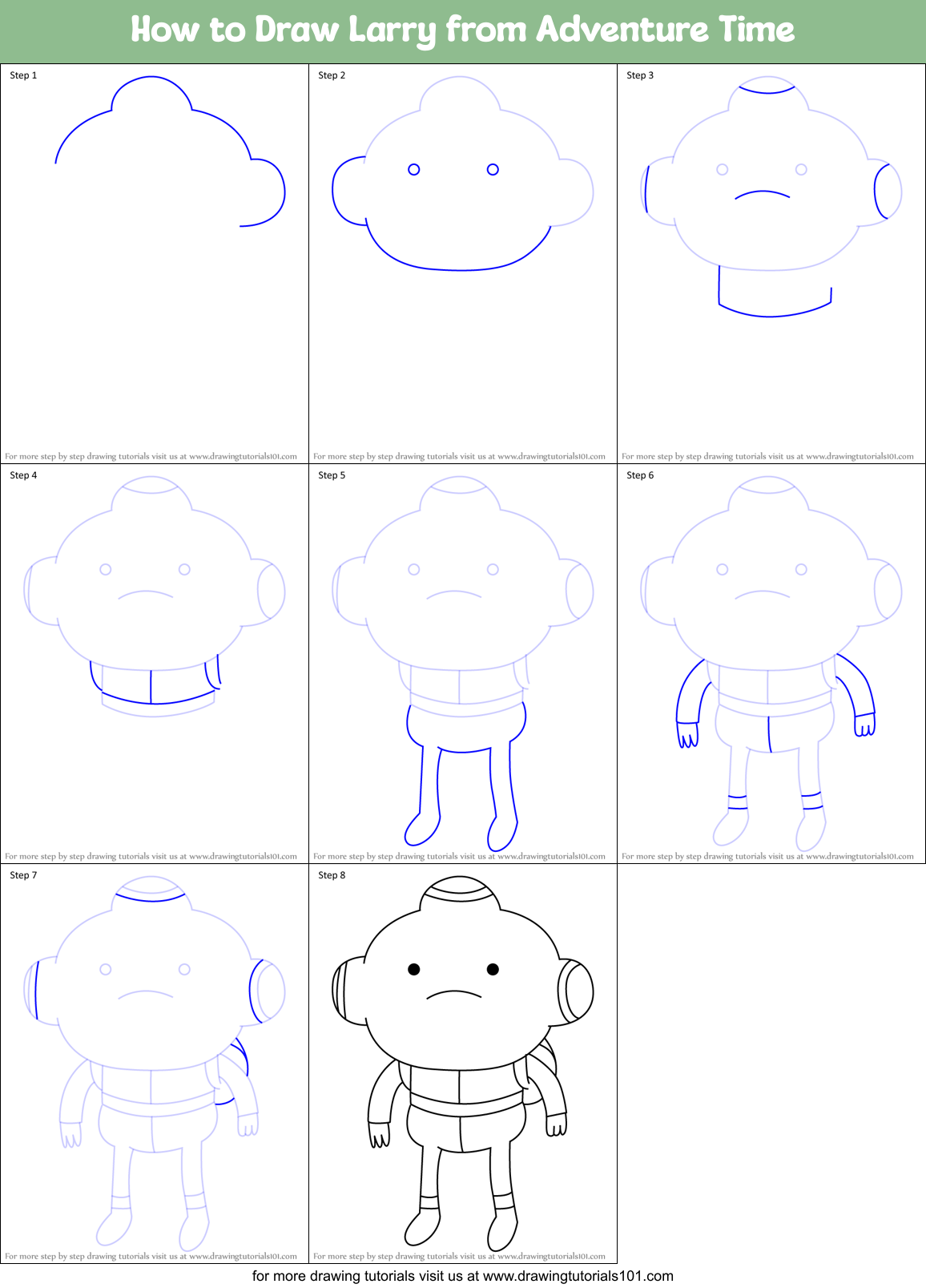 How to Draw Larry from Adventure Time Printable Step by Step