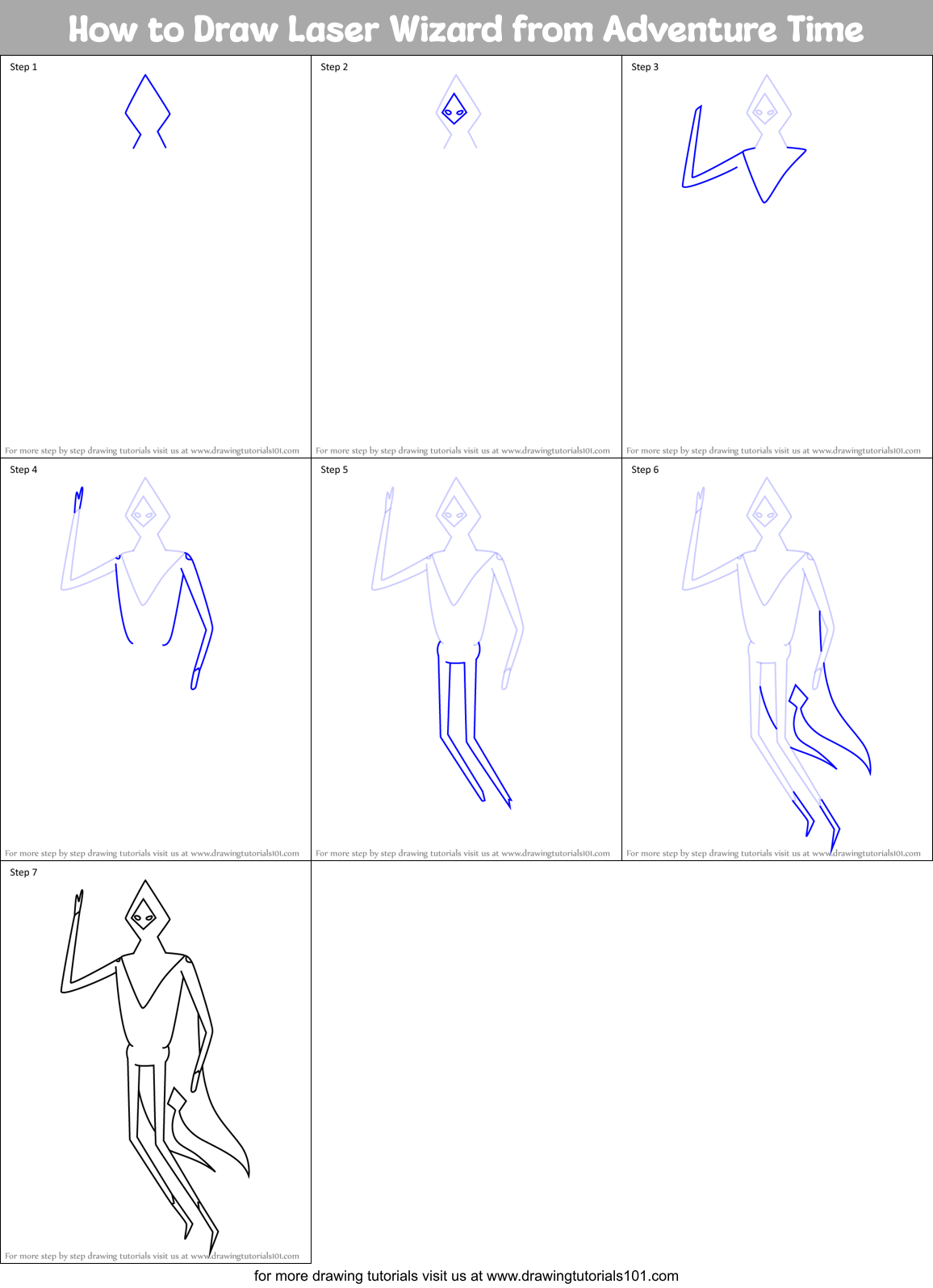 How to Draw Laser Wizard from Adventure Time Printable Step by Step