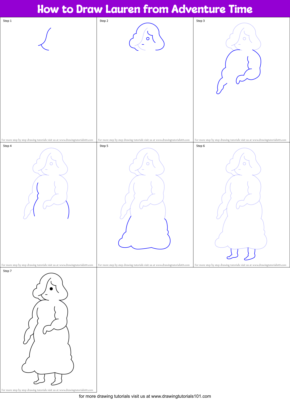 How to Draw Lauren from Adventure Time Printable Step by Step