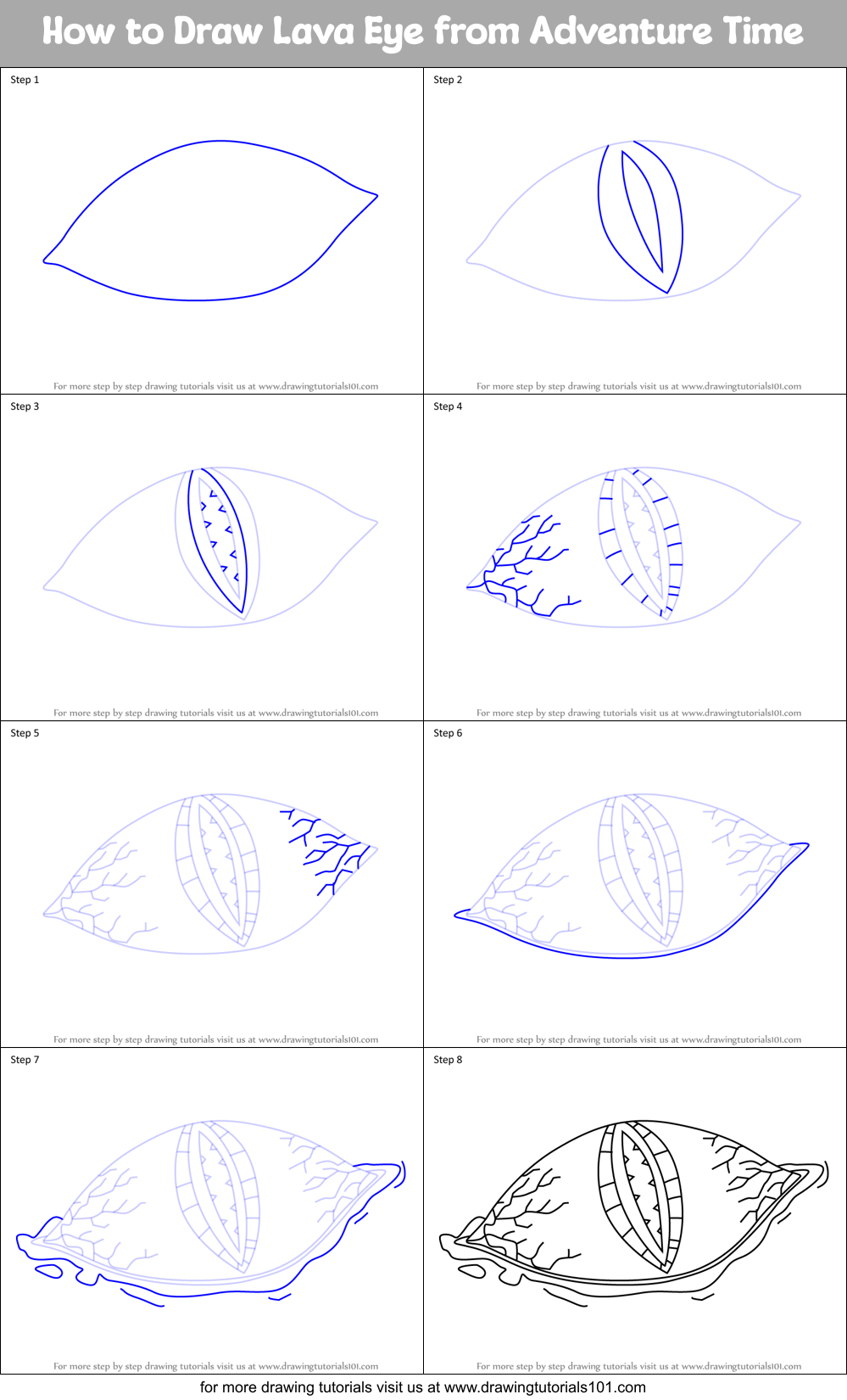 How to Draw Lava Eye from Adventure Time Printable Step by Step