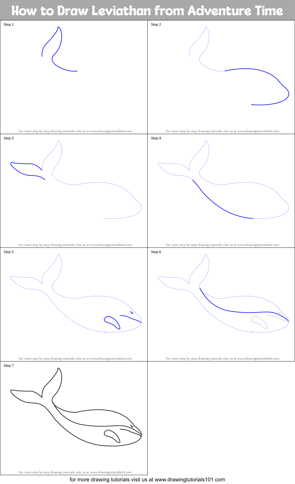 How to Draw Leviathan from Adventure Time Printable Step by Step