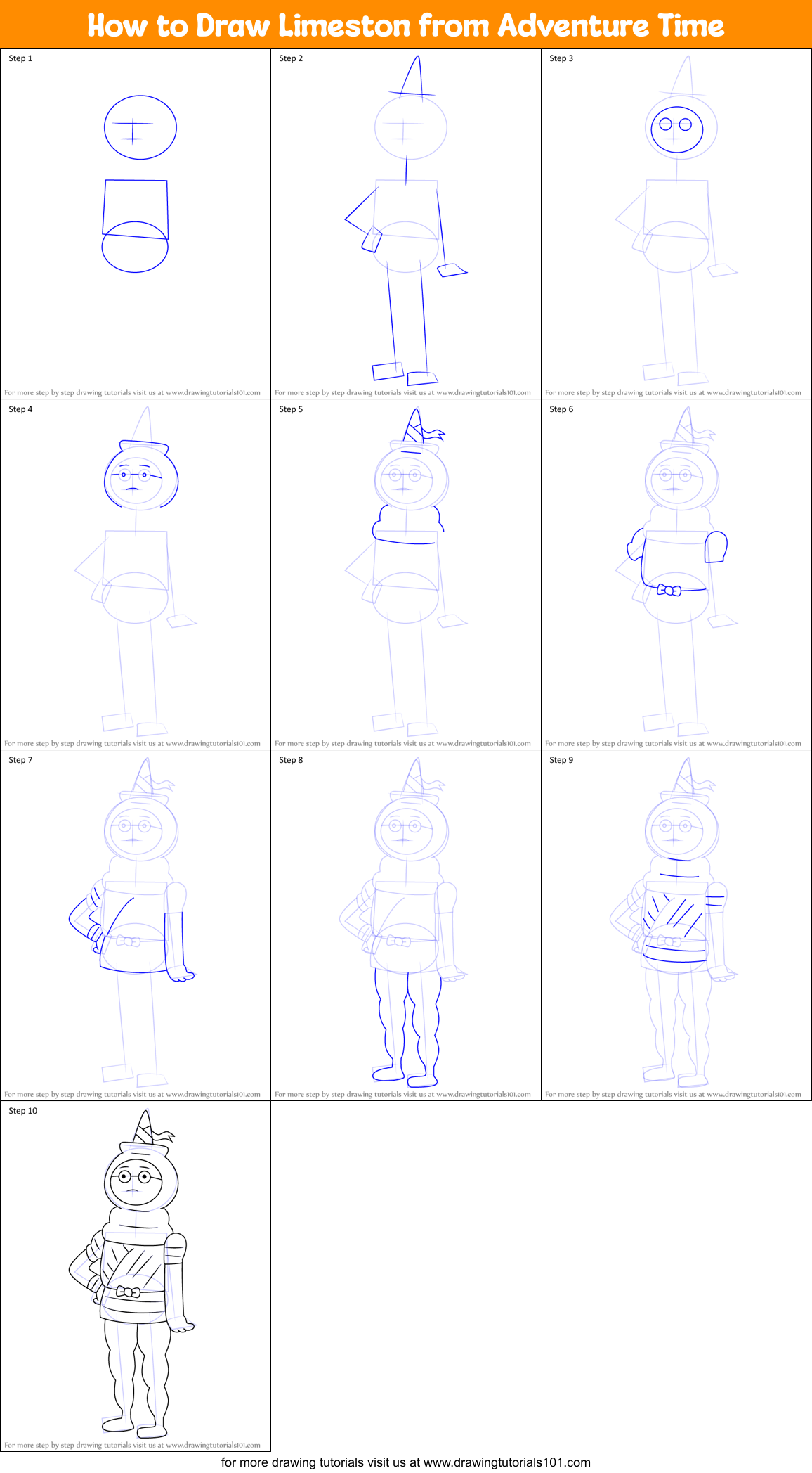 How to Draw Limeston from Adventure Time Printable Step by Step