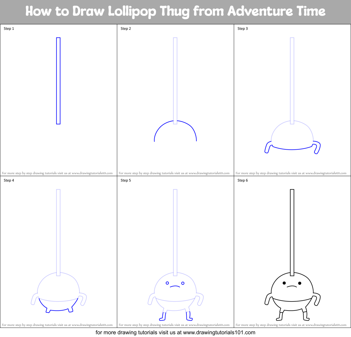 How to Draw Lollipop Thug from Adventure Time Printable Step by Step
