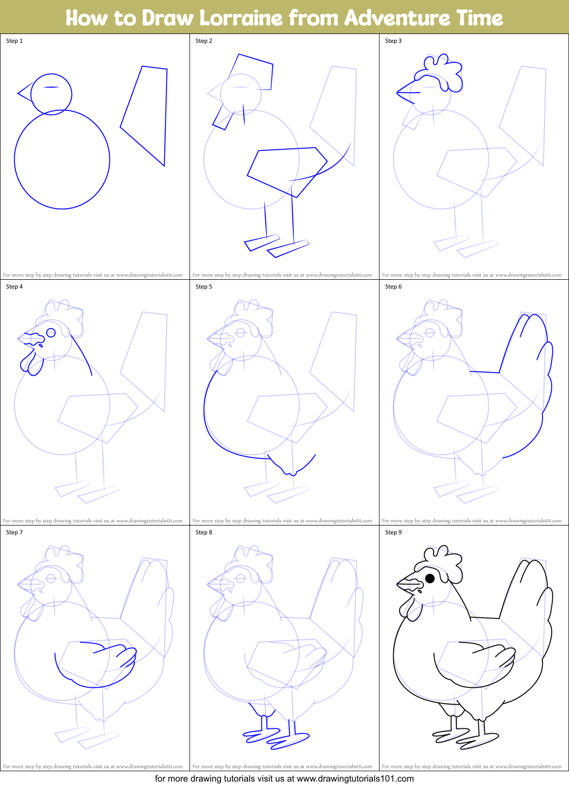 How to Draw Lorraine from Adventure Time Printable Step by Step