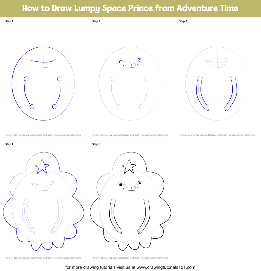 How to Draw Lumpy Space Prince from Adventure Time Printable Step by Step