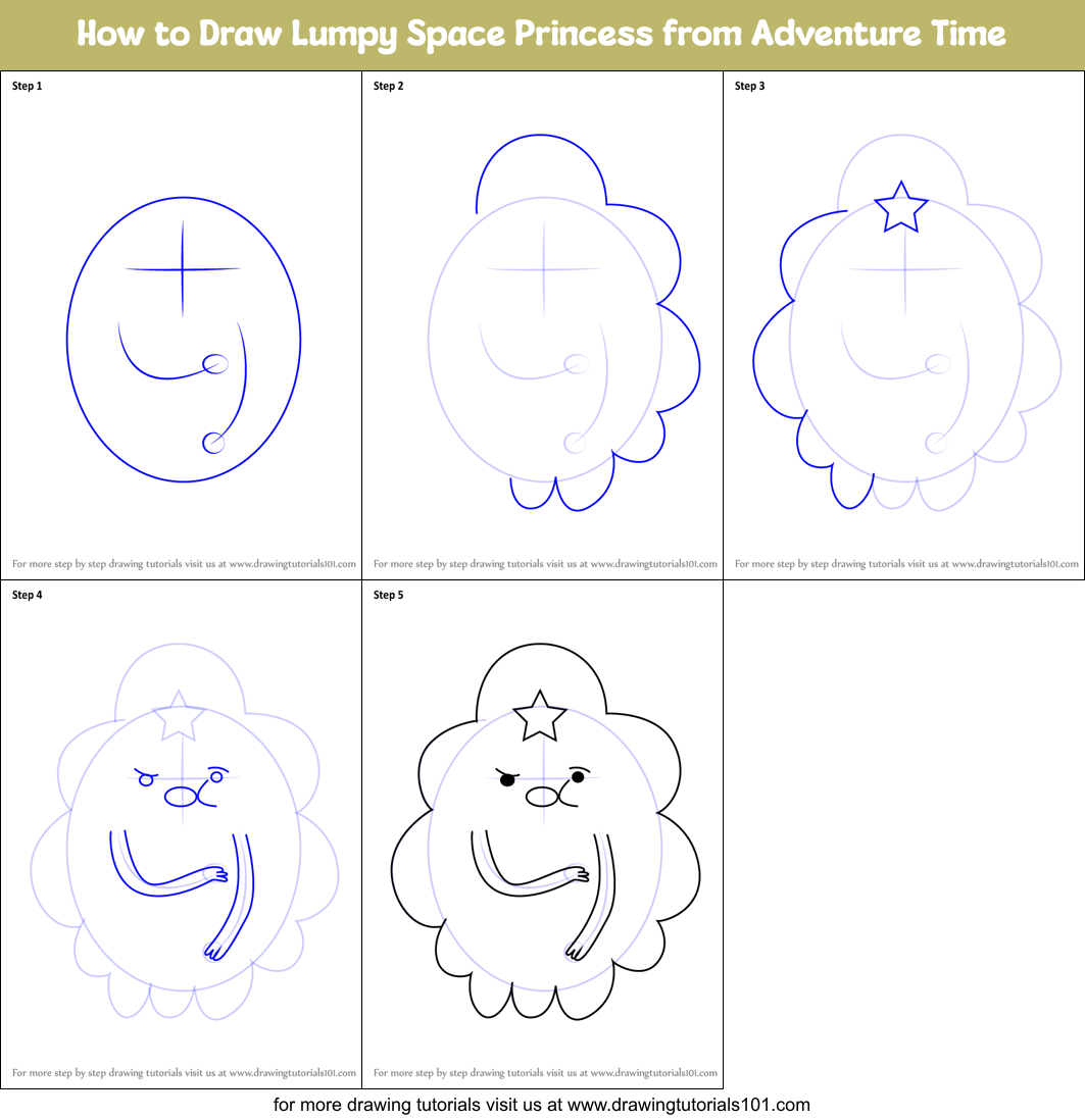 How to Draw Lumpy Space Princess from Adventure Time Printable Step by Step