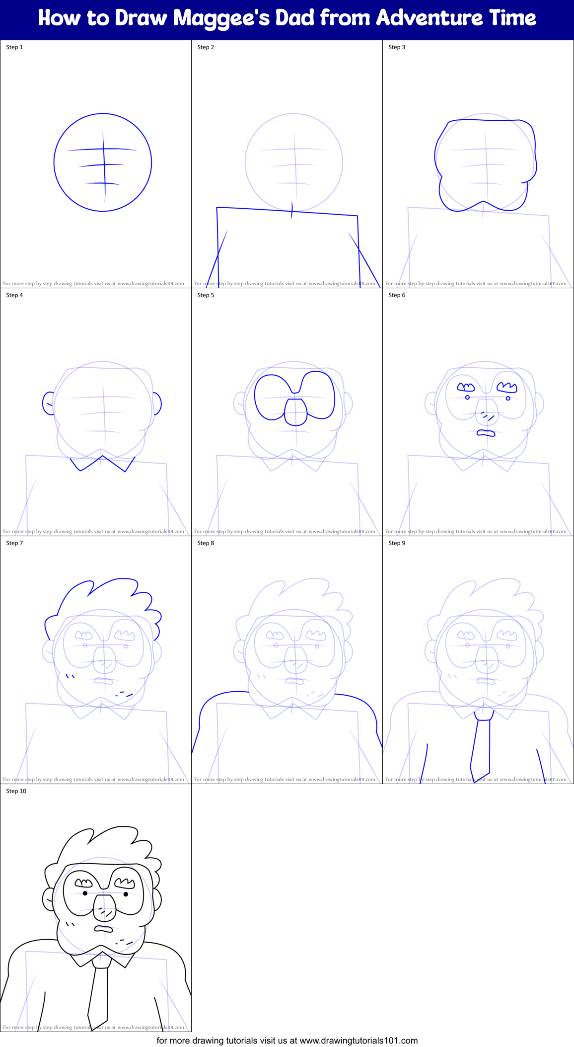 How to Draw Maggee's Dad from Adventure Time Printable Step by Step