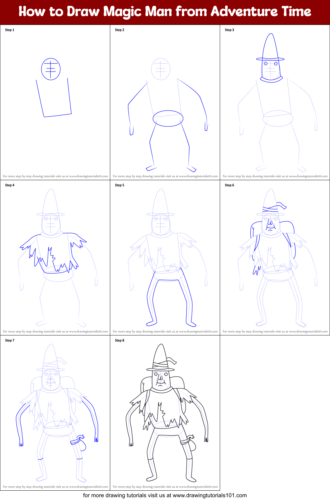 How to Draw Magic Man from Adventure Time Printable Step by Step