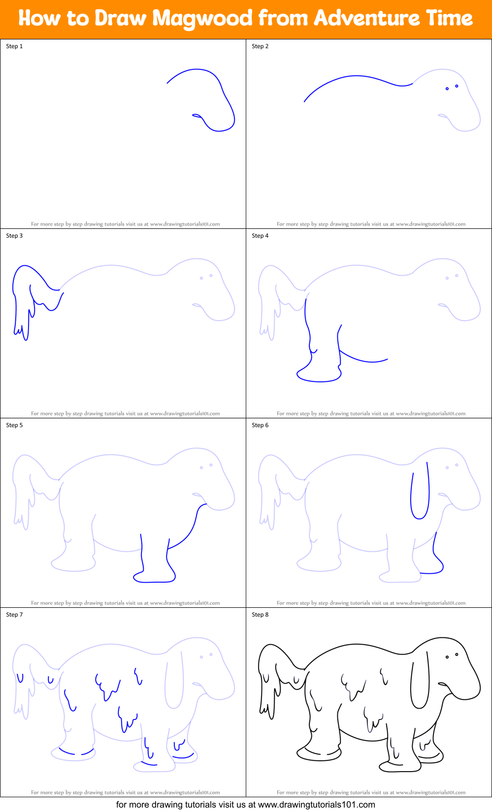 How to Draw Magwood from Adventure Time Printable Step by Step