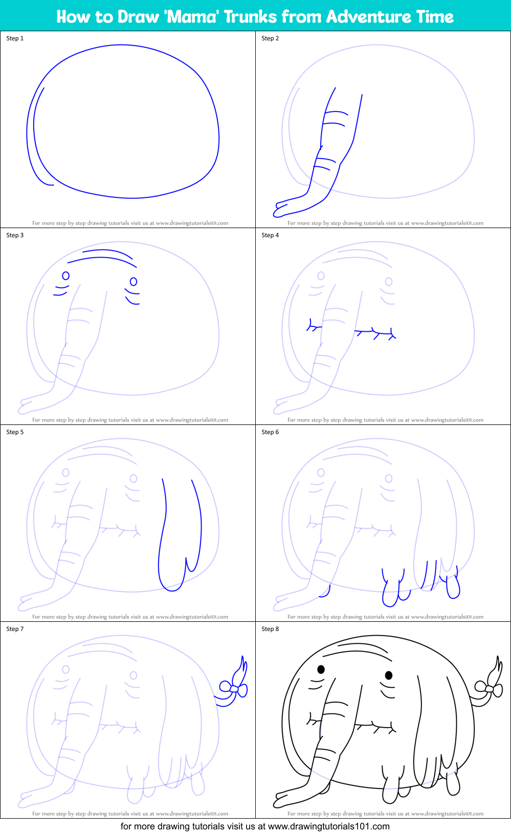 How to Draw 'Mama' Trunks from Adventure Time Printable Step by Step