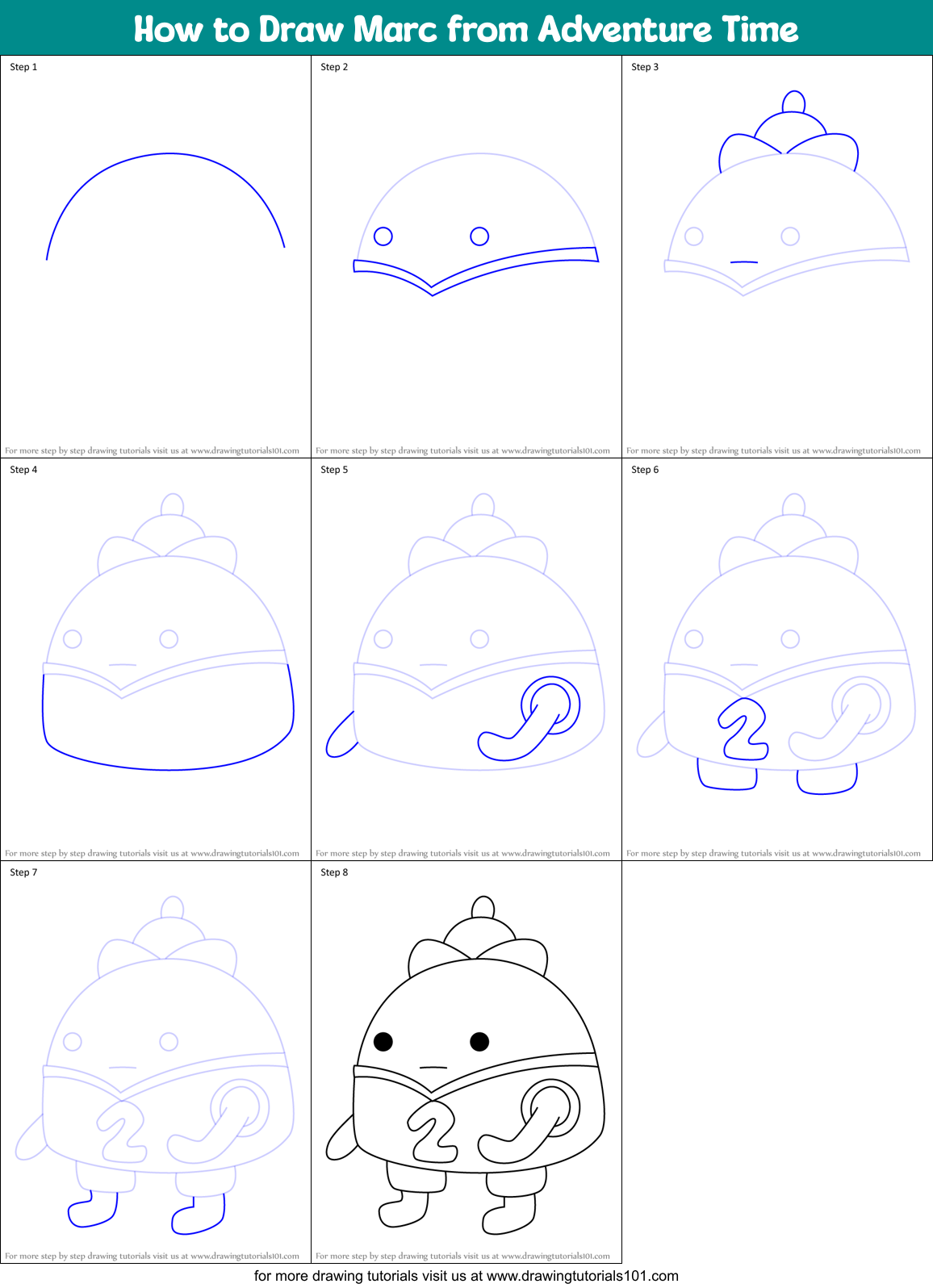 How to Draw Marc from Adventure Time Printable Step by Step