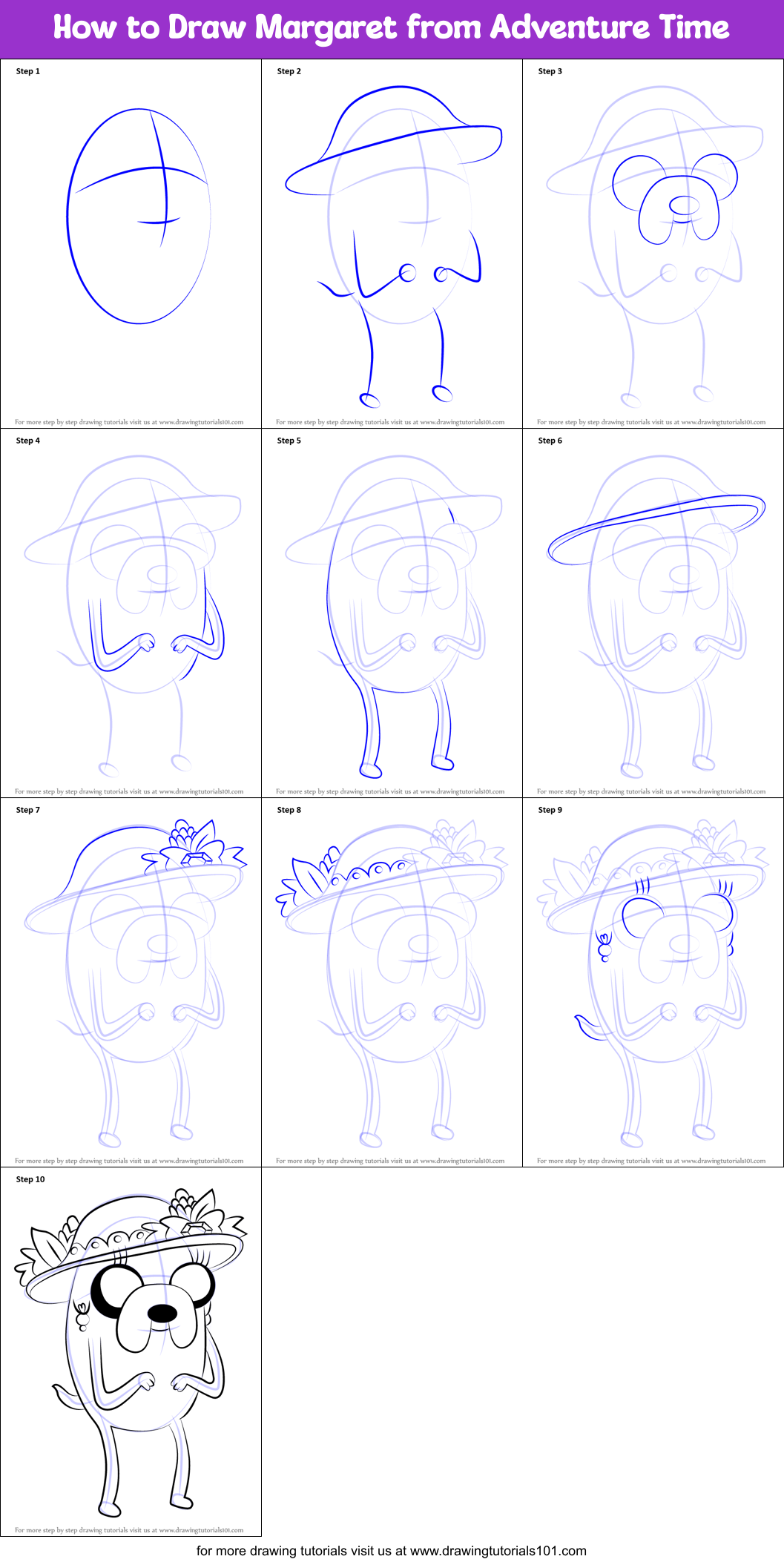 How to Draw Margaret from Adventure Time Printable Step by Step