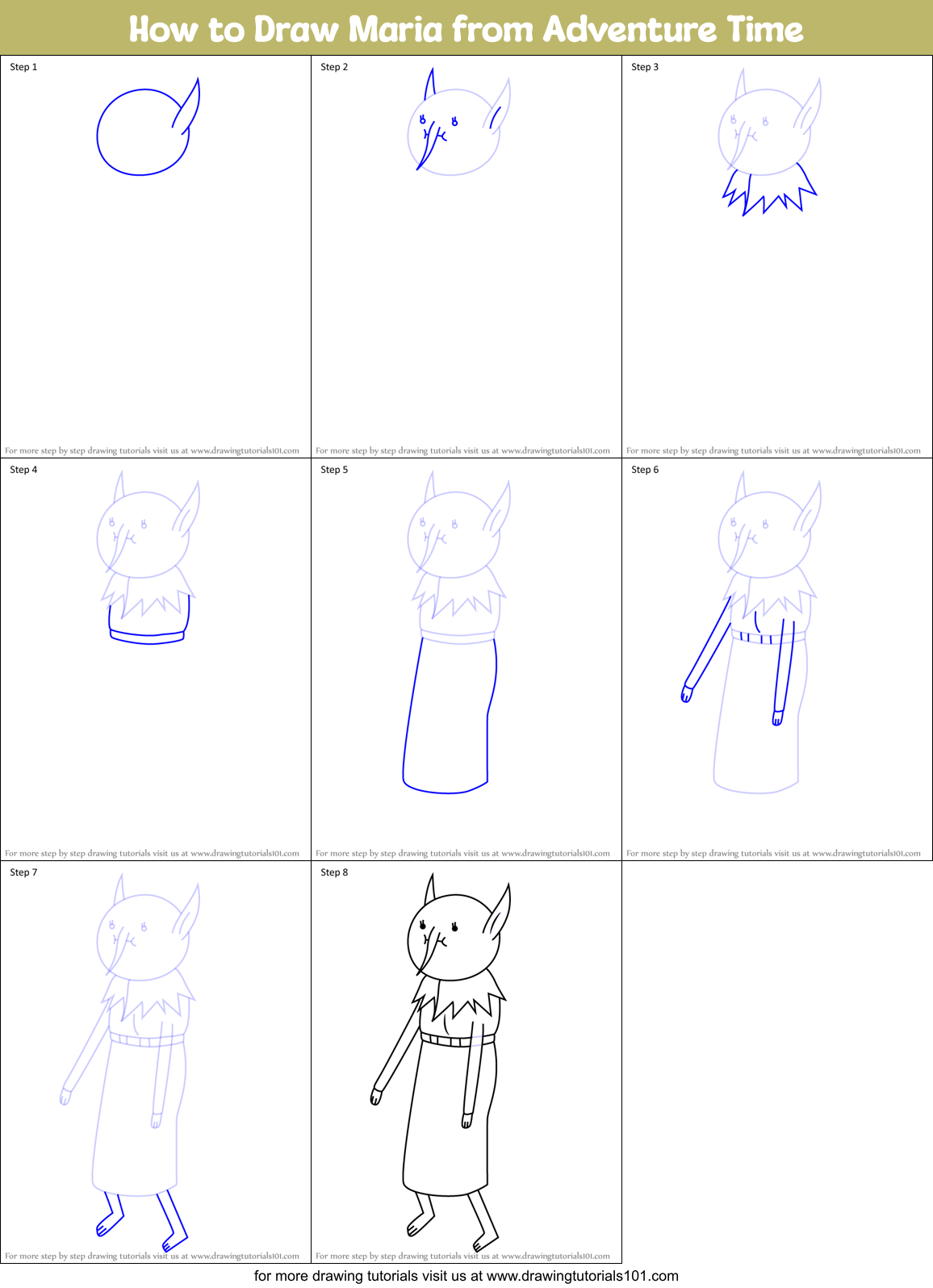 How to Draw Maria from Adventure Time Printable Step by Step