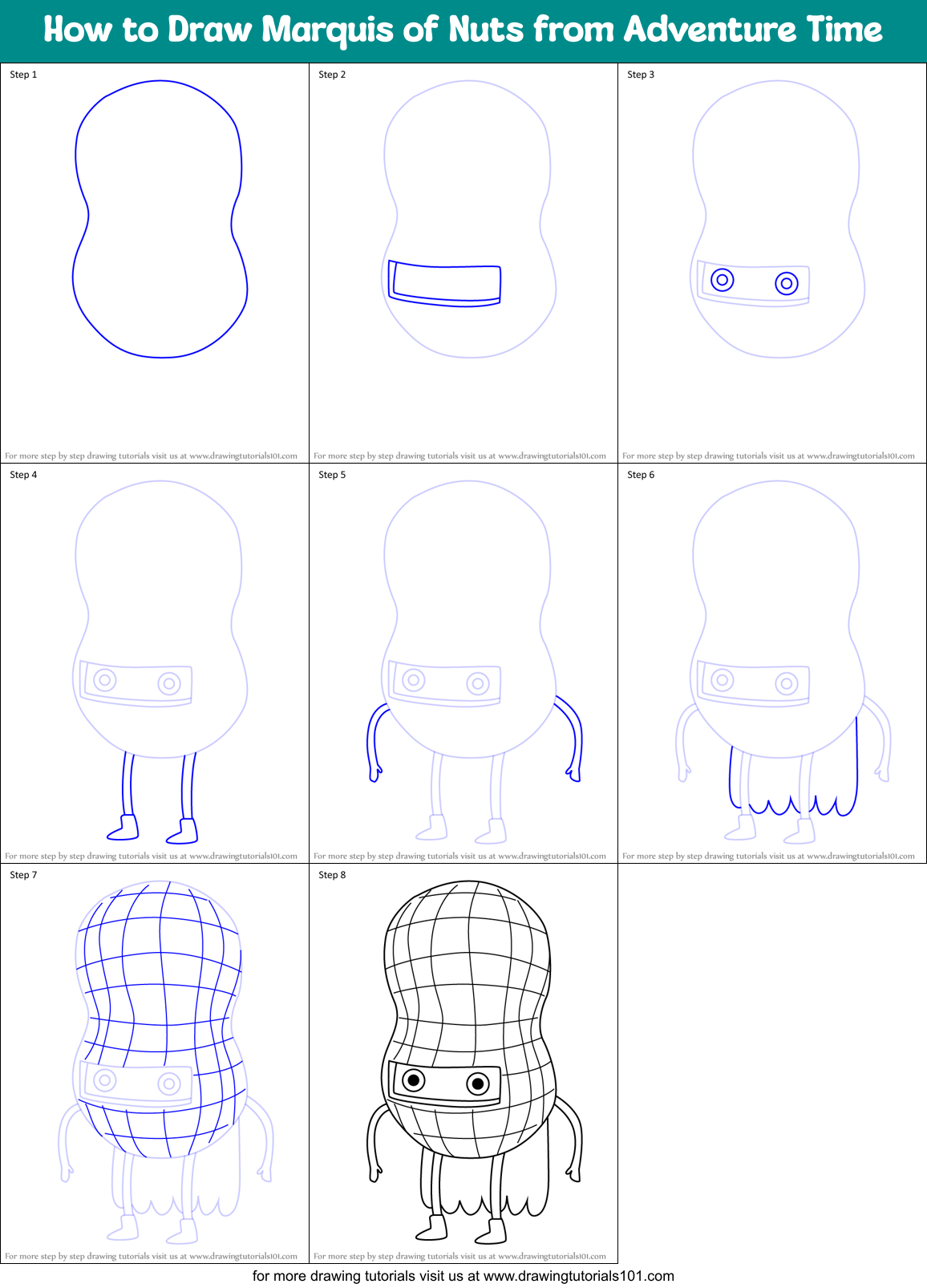 How to Draw Marquis of Nuts from Adventure Time Printable Step by Step